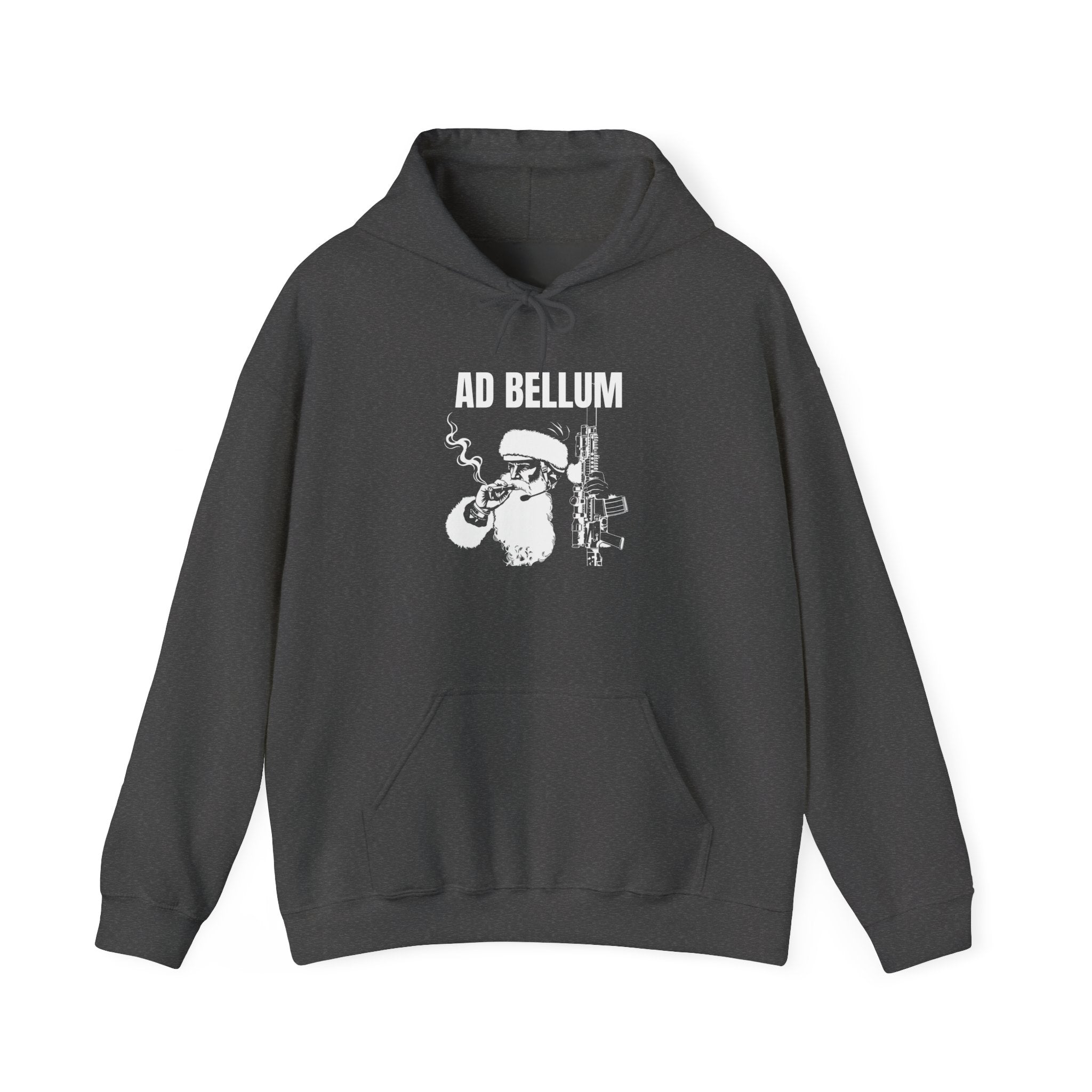 Christmas Santa Hoodie — “Ad Bellum” Vintage Santa Smoking with Classic Car Back Graphic